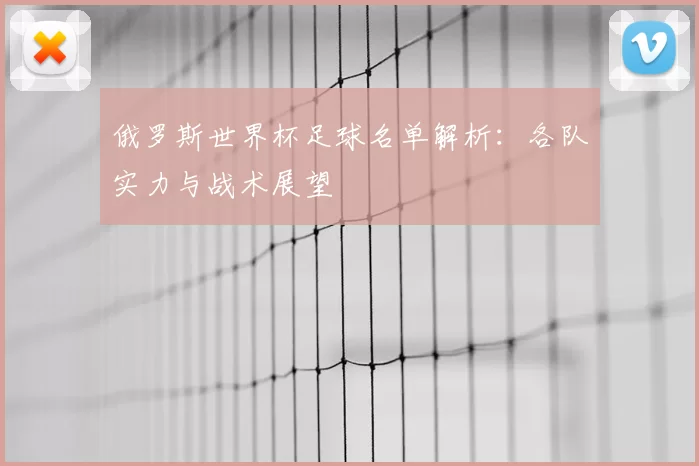 俄罗斯世界杯足球名单解析：各队实力与战术展望